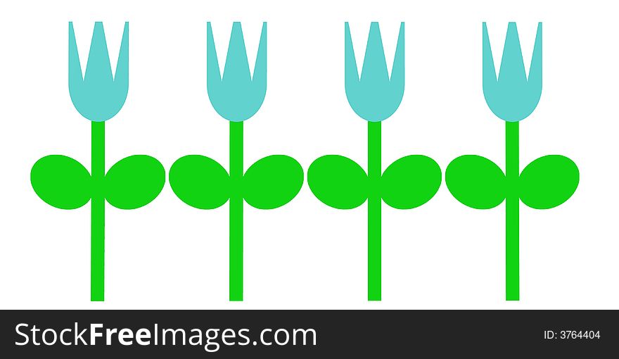 An simple illustration of blue tulips in the spring. An simple illustration of blue tulips in the spring.