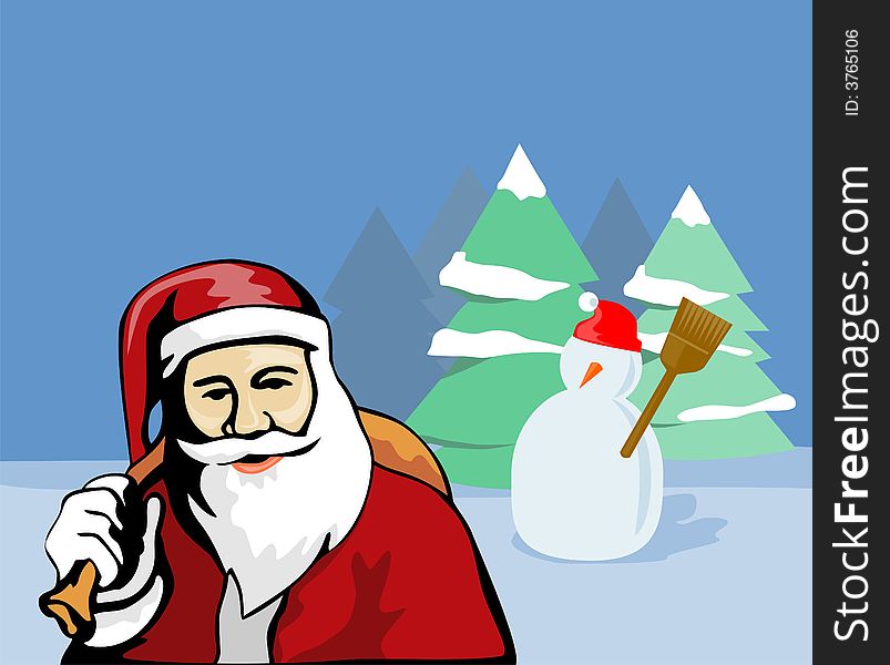 Santa With Snowman