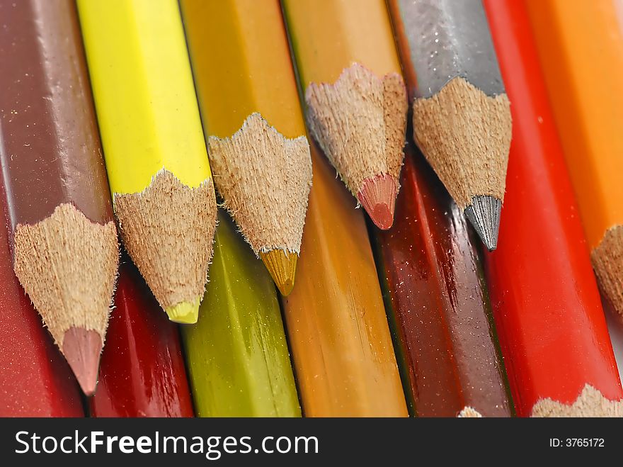 A stack of colored pencils