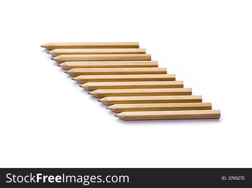 Isolated image of pencils diagonal on white background. Isolated image of pencils diagonal on white background