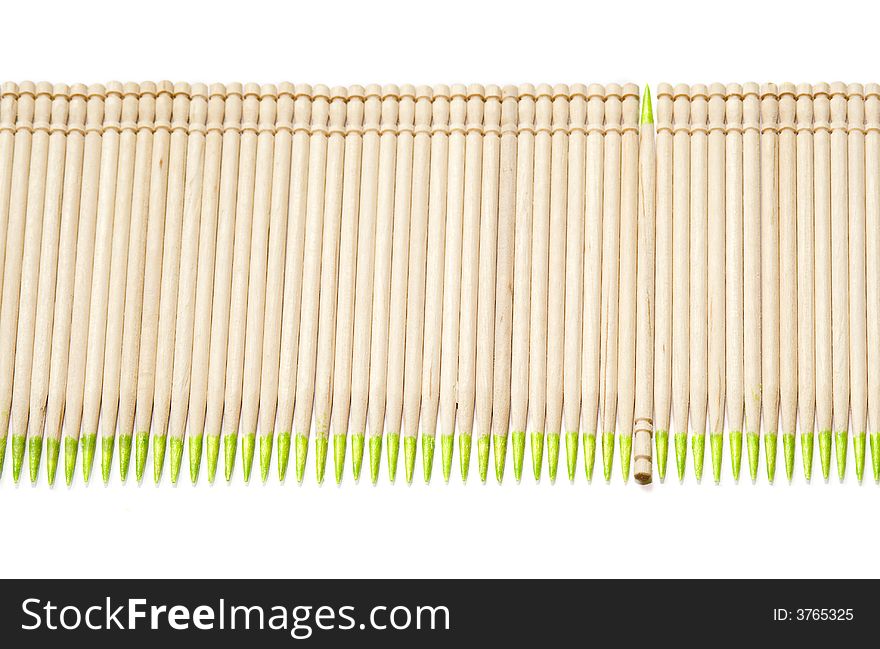 Set of toothpicks on white background. Set of toothpicks on white background