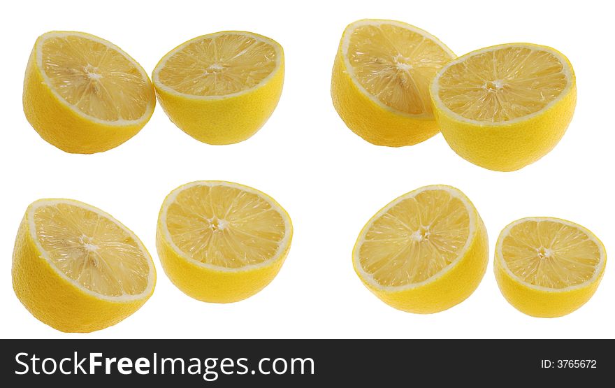 Lemon. A lemon cut on two parts in various positions