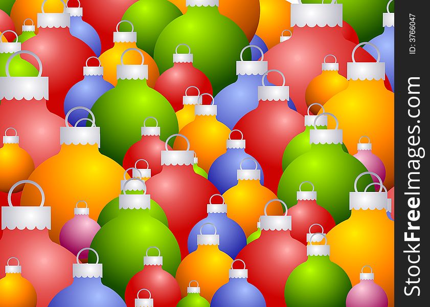 A background pattern featuring piles of colourful Christmas ornaments casually arranged. A background pattern featuring piles of colourful Christmas ornaments casually arranged