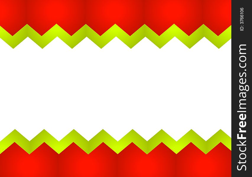 A background illustration consisting of simple sawtooth ribbon in red and gree for use as border or background. A background illustration consisting of simple sawtooth ribbon in red and gree for use as border or background