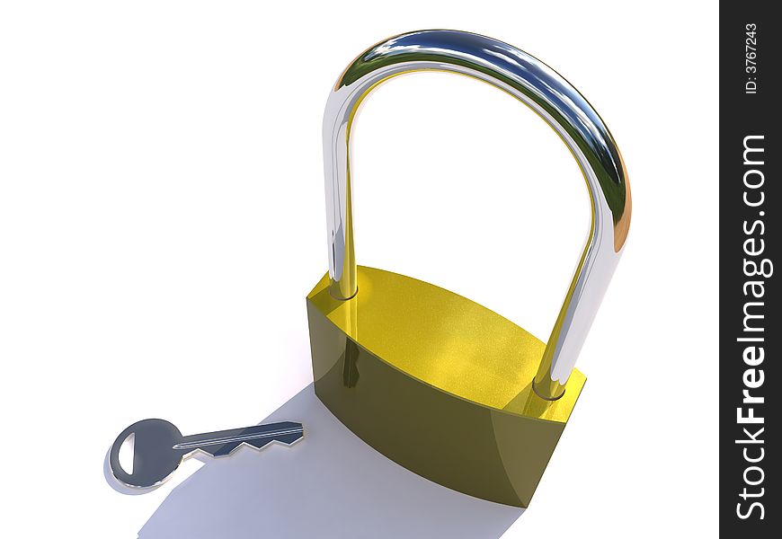 A nice 3d development about a padlock for safety area. A nice 3d development about a padlock for safety area.
