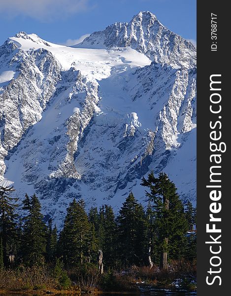 Mt. shuksan covered with snow