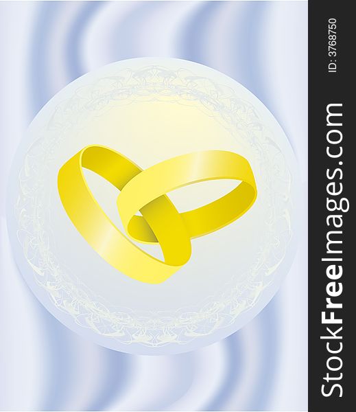 Two gold wedding rings in a vector