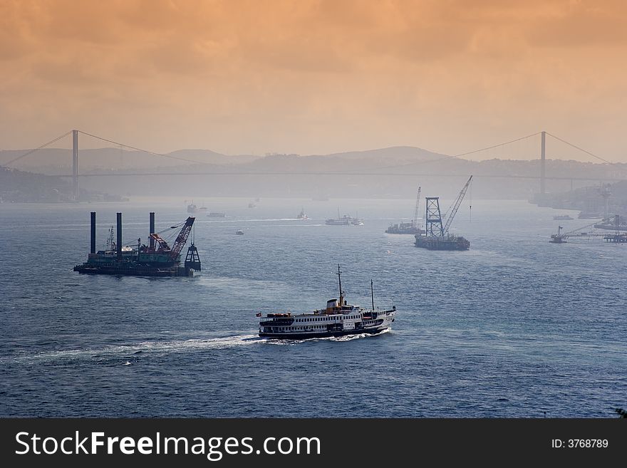 Ships in the Bosphorus, Istanbul, Turkey