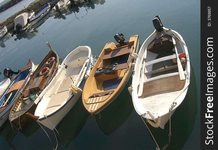 Boats inside a little harbour