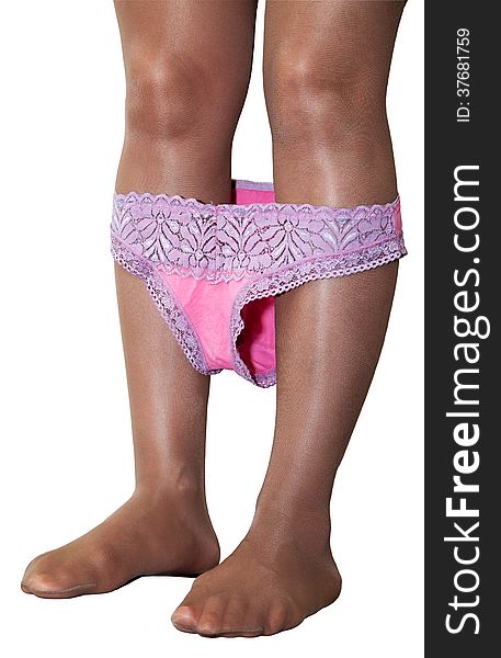 Deflated Pink Panties Female Legs