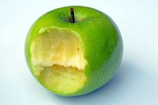 Green Apple Bite Stock Photo