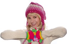 Smiling Blond Girl In Cap Royalty Free Stock Photography Smiling Blond Girl In Cap Royalty Free Stock Photography