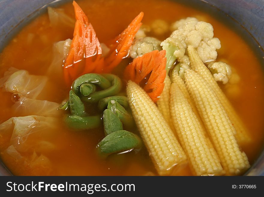 Vegetable soup with thai herb. Vegetable soup with thai herb