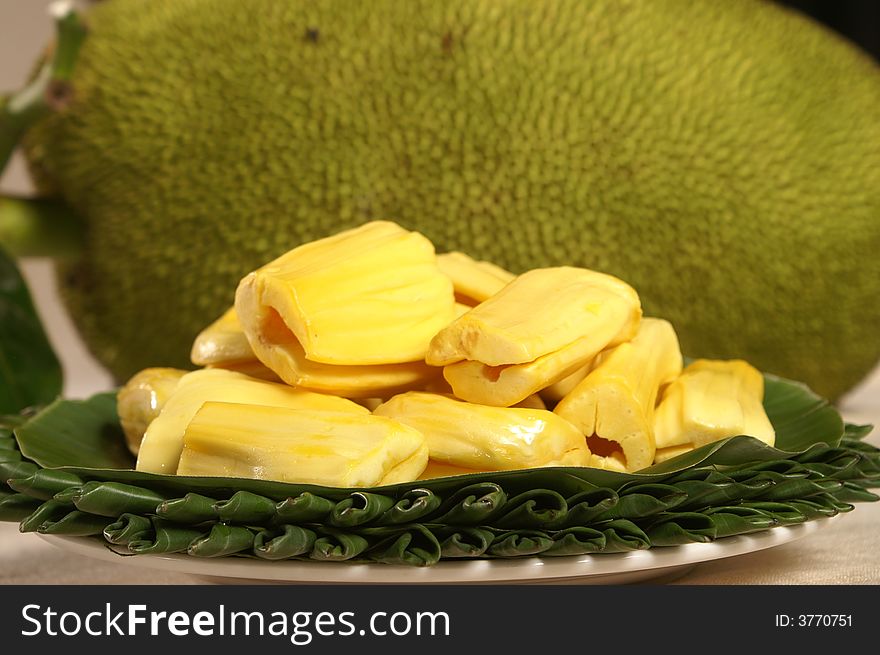 Jack fruit ready on banana plate