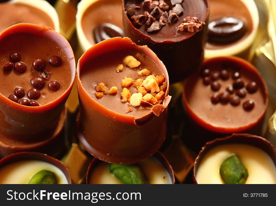 Close up of chocolate cups