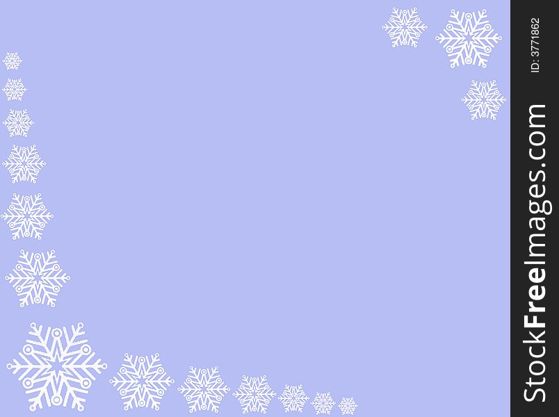 Winter border on blue background - snow stars