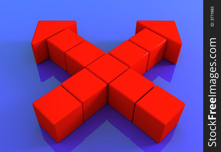 Red arrow cross 3D model