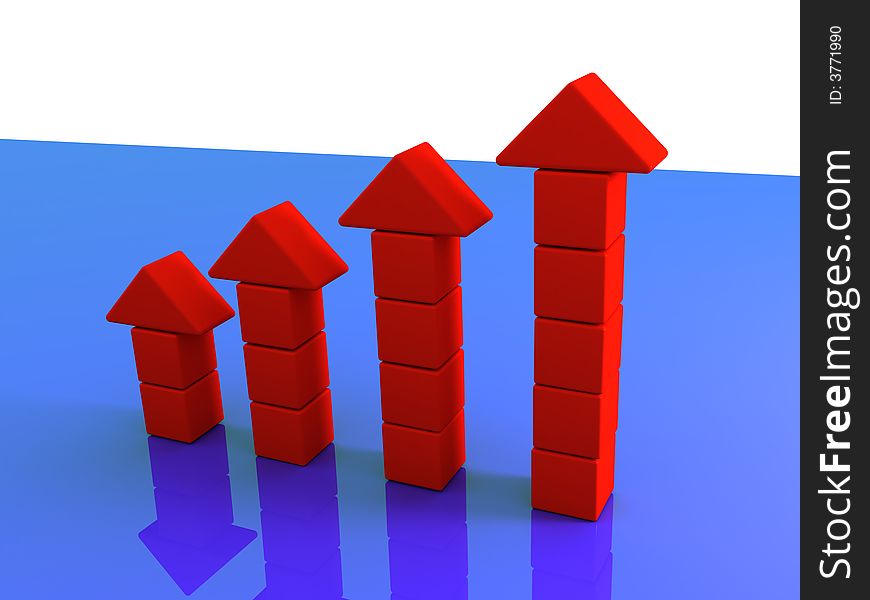 Red arrow graph 3D model