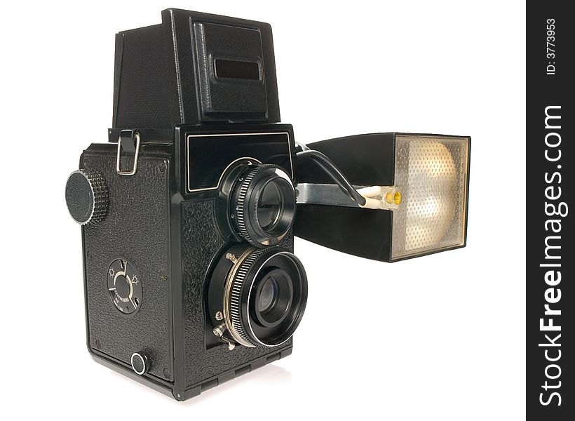 Twin-lens camera with flash isolated