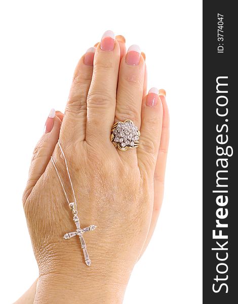 Praying hands with cross