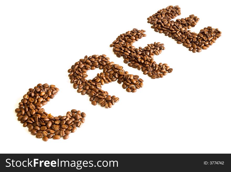A few beans spelling coffee in spanish