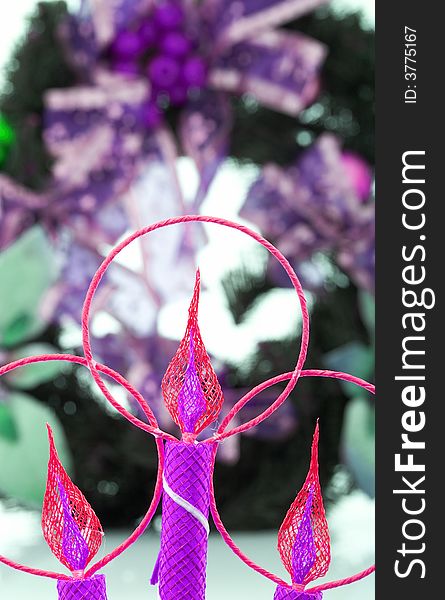 Close-up of a purple christmas candle