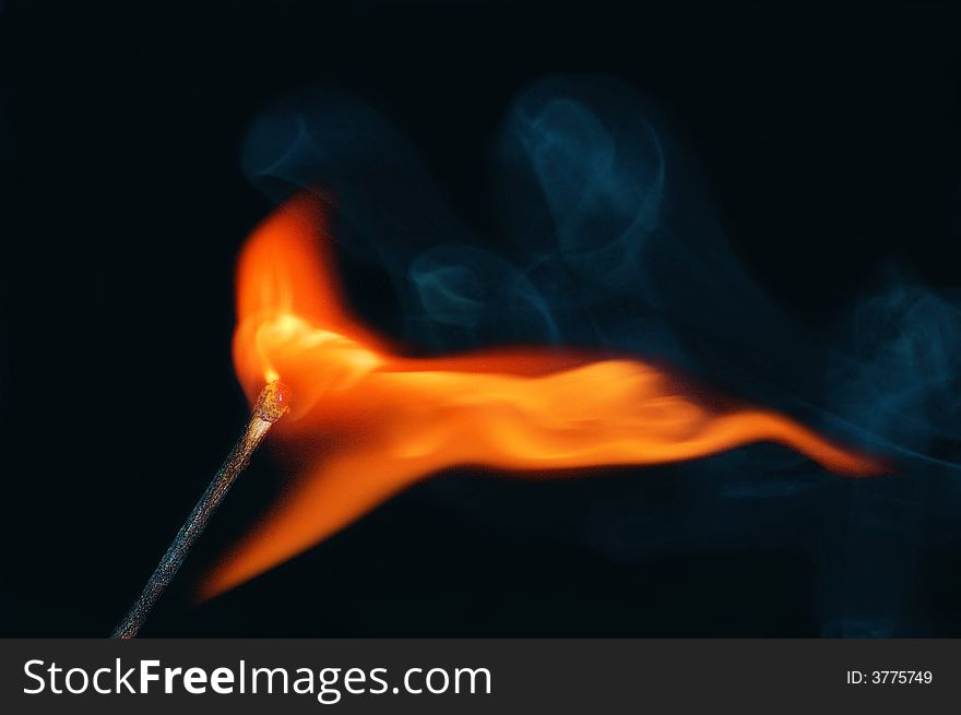 Burning match. A match during ignition.