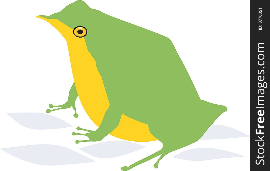 A green and yellow coloured toad sitting on a surface