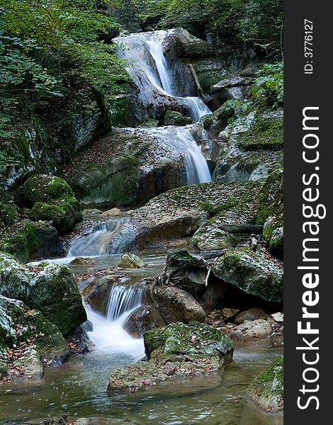 Waterfall in Swiss Alps. Tranquil scene. Canon 400d. Waterfall in Swiss Alps. Tranquil scene. Canon 400d