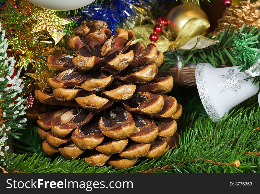 Christmas decoration with a cedar cone. Christmas decoration with a cedar cone.