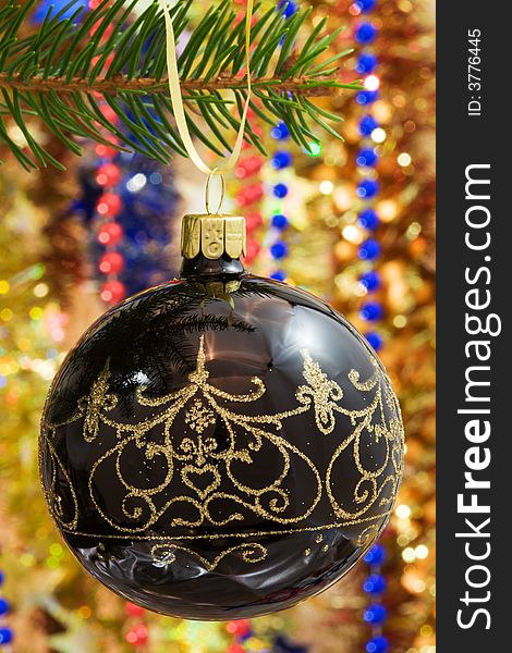 Christmas decorations of balls, ribbons and garlands. Christmas decorations of balls, ribbons and garlands.