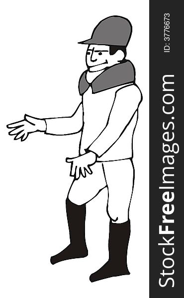 Art illustration in black and white: jockey