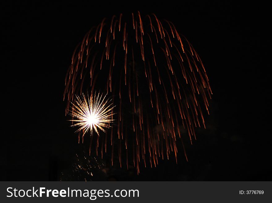 Two shots  as a spheres in the black sky. Two shots  as a spheres in the black sky