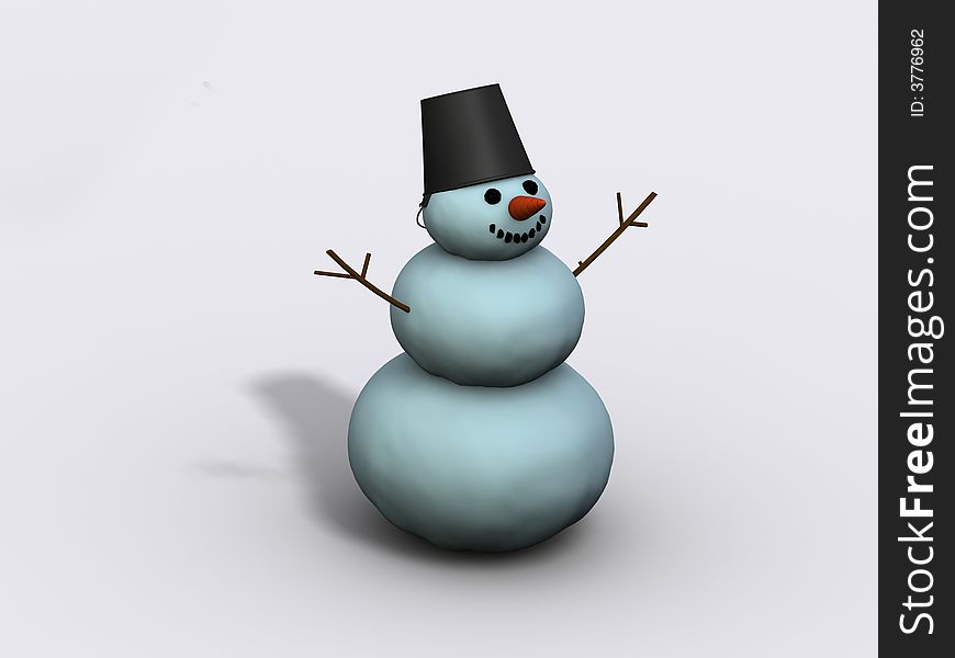 The winter happy bucket snowman