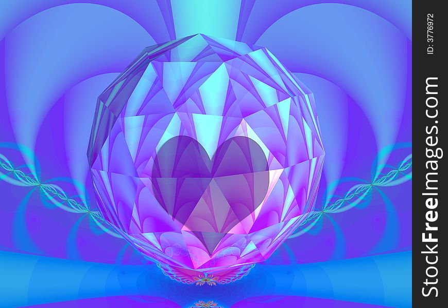 The big crystal contains a transparent heart. The shapes in the background hold the crystal. Can be used as Valentine related work. The big crystal contains a transparent heart. The shapes in the background hold the crystal. Can be used as Valentine related work.