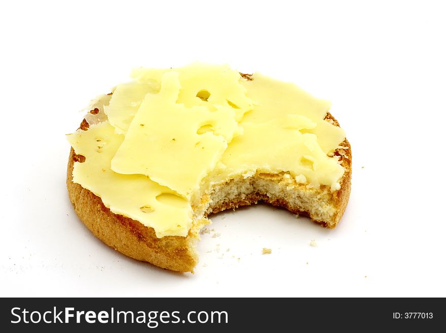 Cracker with butter and dutch cheese isolated on white