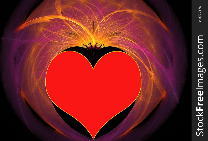 An abstract purple, orange, red and yellow Valentine's design with a heart. Can be used as a background. An abstract purple, orange, red and yellow Valentine's design with a heart. Can be used as a background.