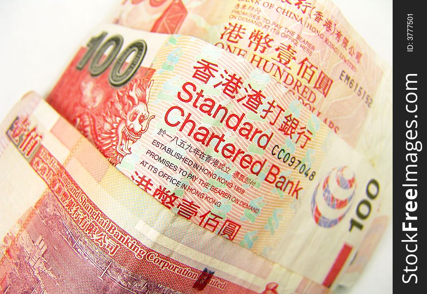 Hong Kong Paper Currency macro close-up ($100)