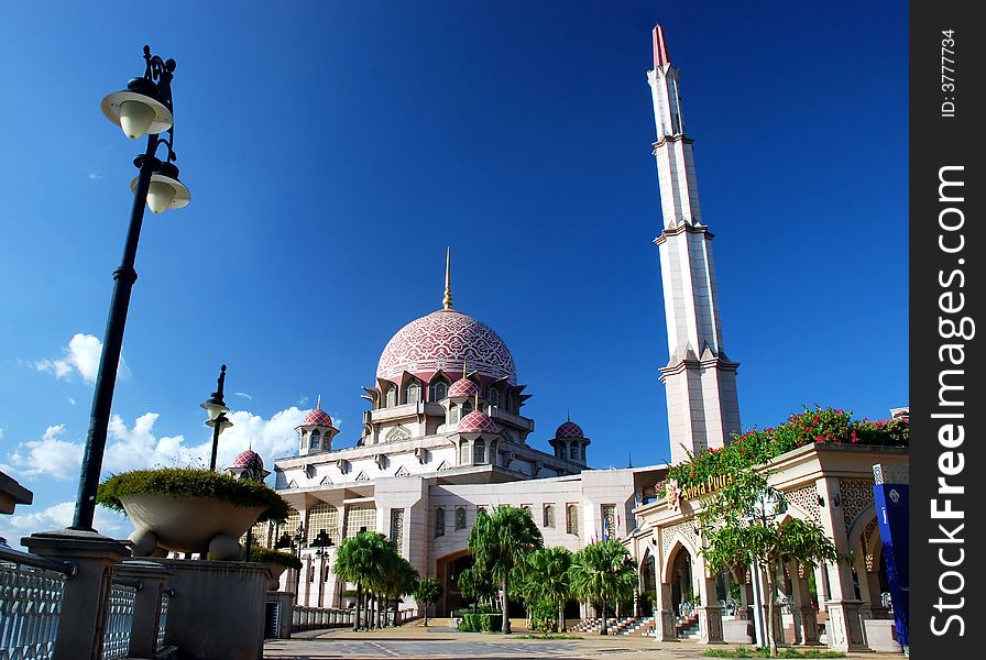 Putrajaya mosque image on the blue sky background