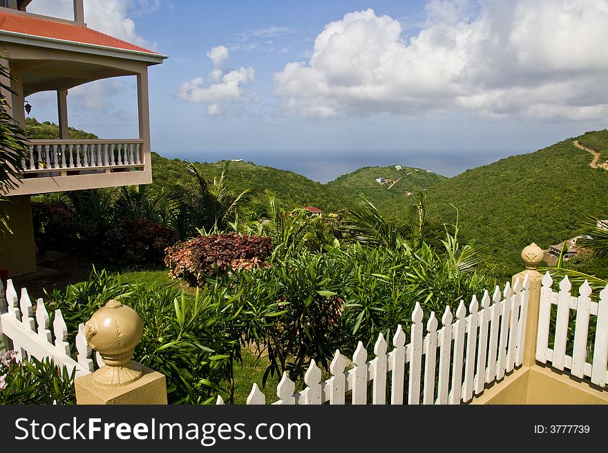 Custom water view home on Tortola Island in the British Virgin Islands BVI. Custom water view home on Tortola Island in the British Virgin Islands BVI