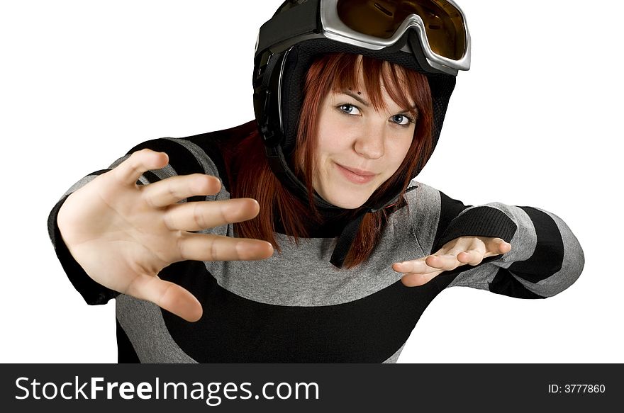 Cute girl freely flying snowboarding on a white background. Acting.

Studio shot, composite. Cute girl freely flying snowboarding on a white background. Acting.

Studio shot, composite.
