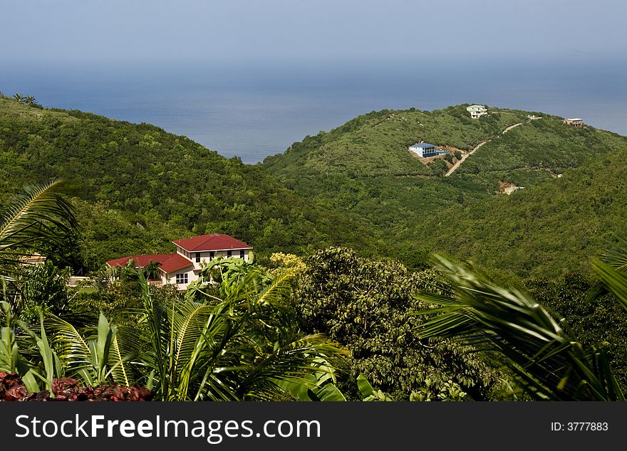 Custom water view home on Tortola Island in the British Virgin Islands BVI. Custom water view home on Tortola Island in the British Virgin Islands BVI