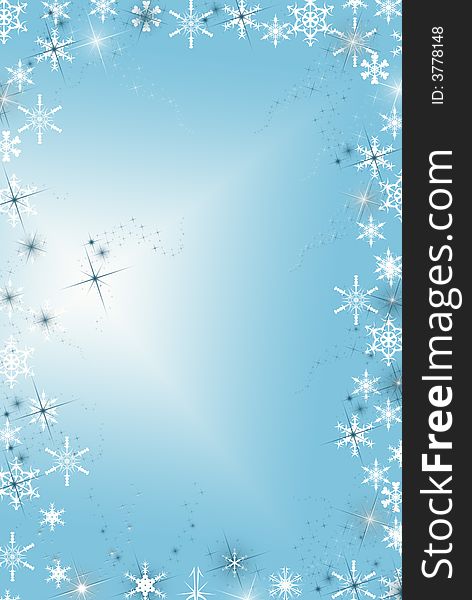 Border of wintry snowflake and stars. Border of wintry snowflake and stars.