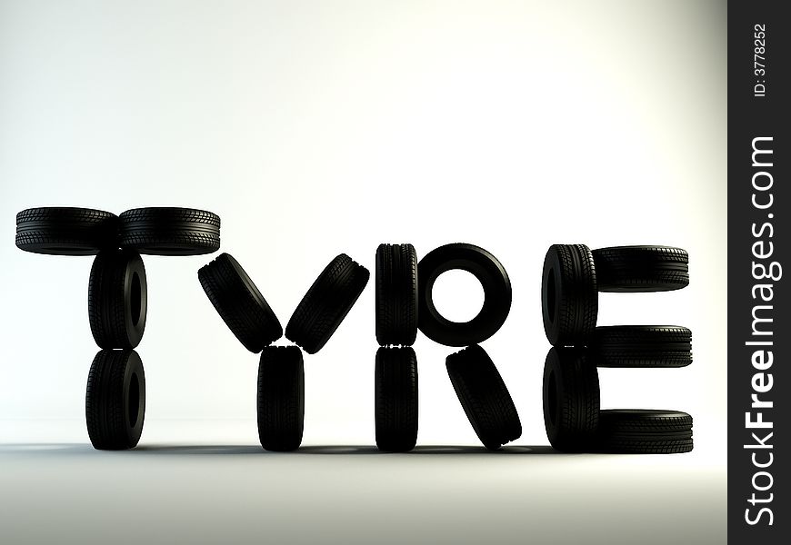 Brand new tyre  writing a word. Brand new tyre  writing a word