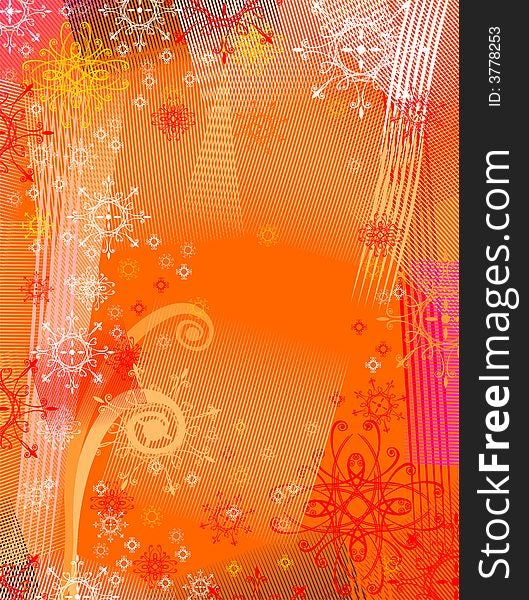 Abstract grunge background with snowflakes, vector without gradients