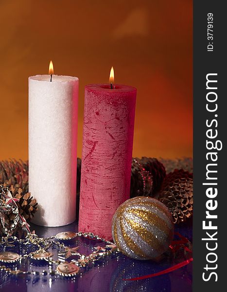 Christmas candles with toys,holiday