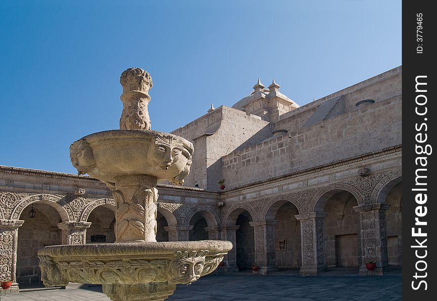 Courtyard of the Church of the company of Jesus at Arequipa, Peru. Courtyard of the Church of the company of Jesus at Arequipa, Peru