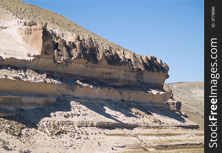 Rock formations in the way to the colca canyon in Peru