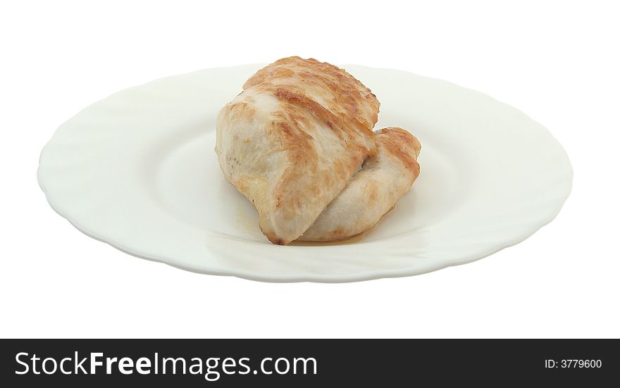 Fried chicken meat, isolated on white
