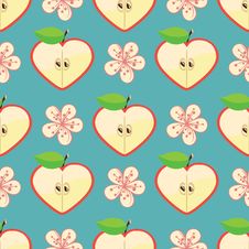 Heart Of Apple And Flowers In Seamless Pattern Royalty Free Stock Image Heart Of Apple And Flowers In Seamless Pattern Royalty Free Stock Image